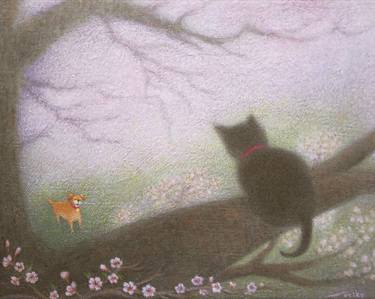 Original Illustration Cats Paintings by Noriko Senshu