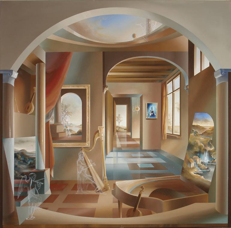 Original Figurative Interiors Painting by Claudio Viscardi