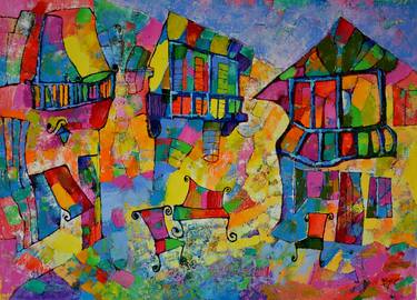 Original Abstract Architecture Paintings by Vyara Tichkova