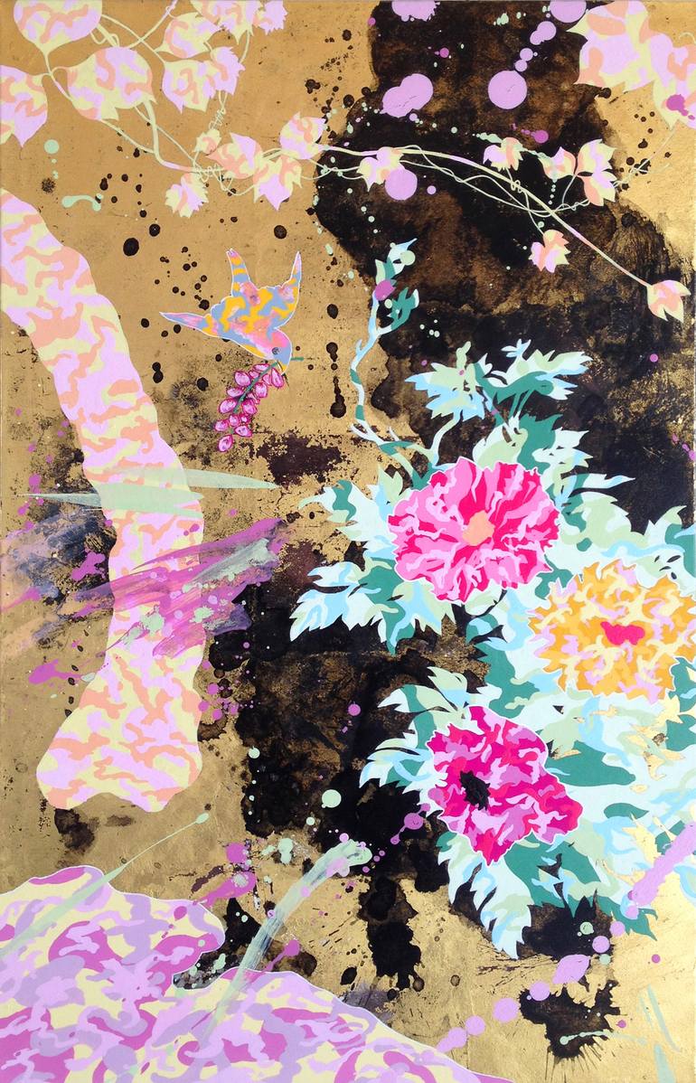 Original Abstract Floral Painting by Hisahiro Fukasawa