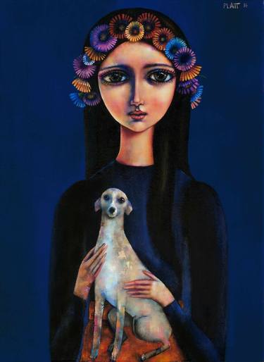"Girl with an Italian Greyhound" Limited edition 20 of 150. thumb