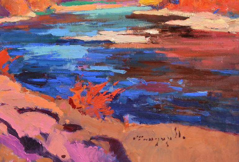 Original Abstract Expressionism Landscape Painting by Shandor Alexander