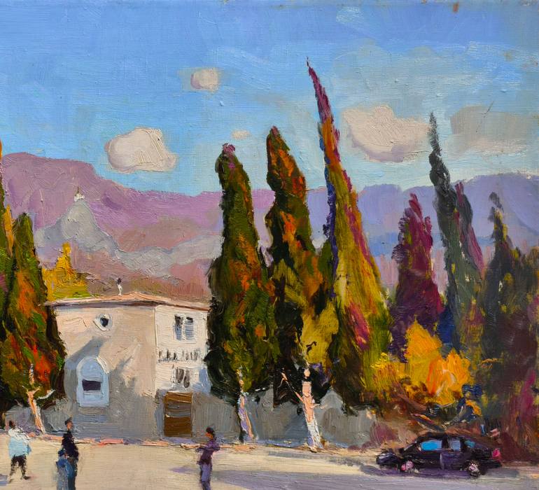 Original Art Deco Landscape Painting by Shandor Alexander