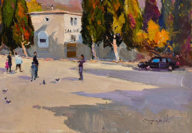 Original Art Deco Landscape Painting by Shandor Alexander