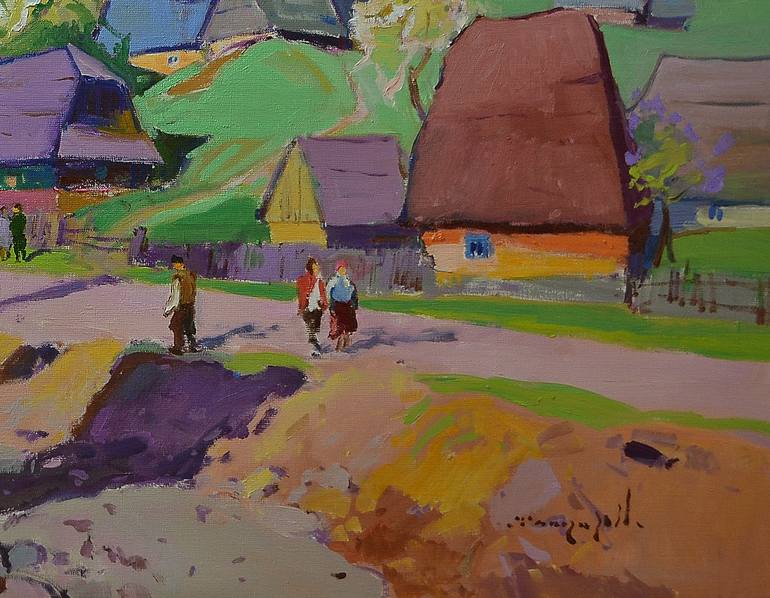 Original Art Deco Rural life Painting by Shandor Alexander