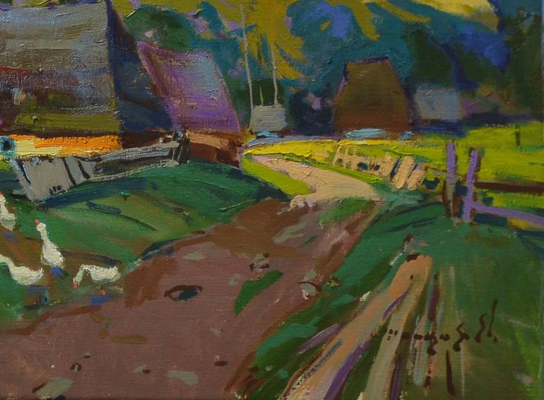 Original Art Deco Landscape Painting by Shandor Alexander