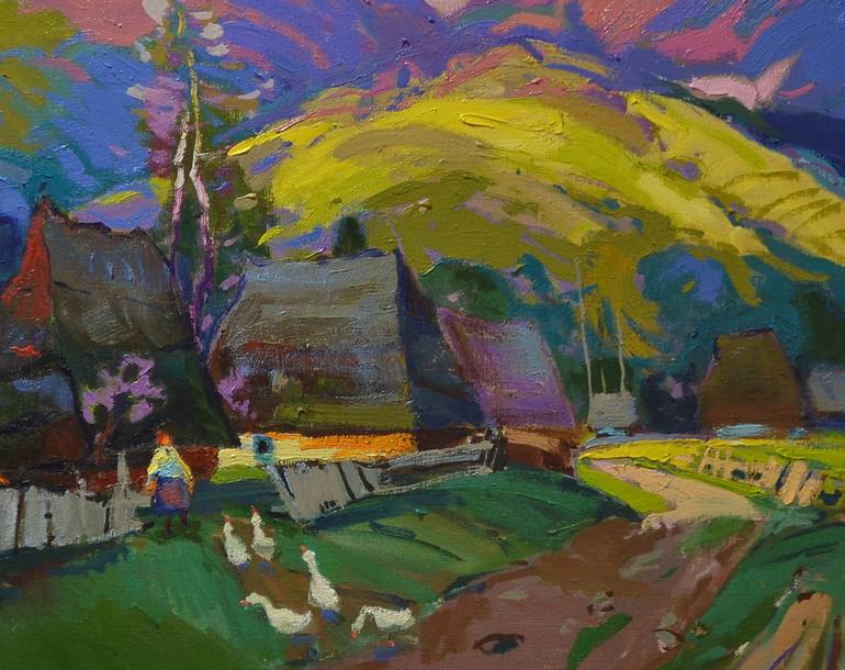 Original Art Deco Landscape Painting by Shandor Alexander