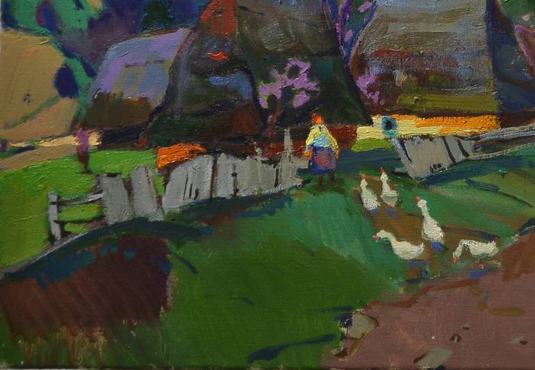 Original Art Deco Landscape Painting by Shandor Alexander
