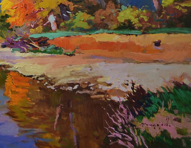 Original Art Deco Landscape Painting by Shandor Alexander