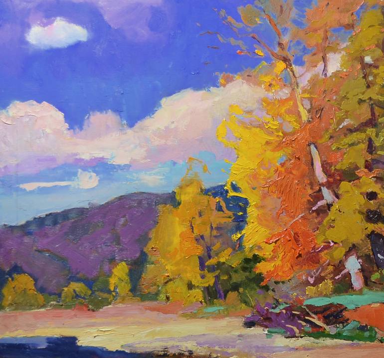 Original Art Deco Landscape Painting by Shandor Alexander