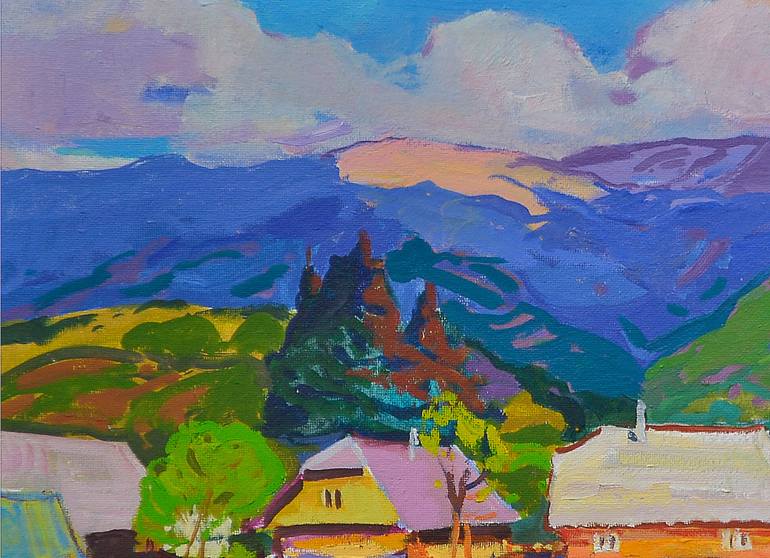 Original Abstract Expressionism Rural Life Painting by Shandor Alexander