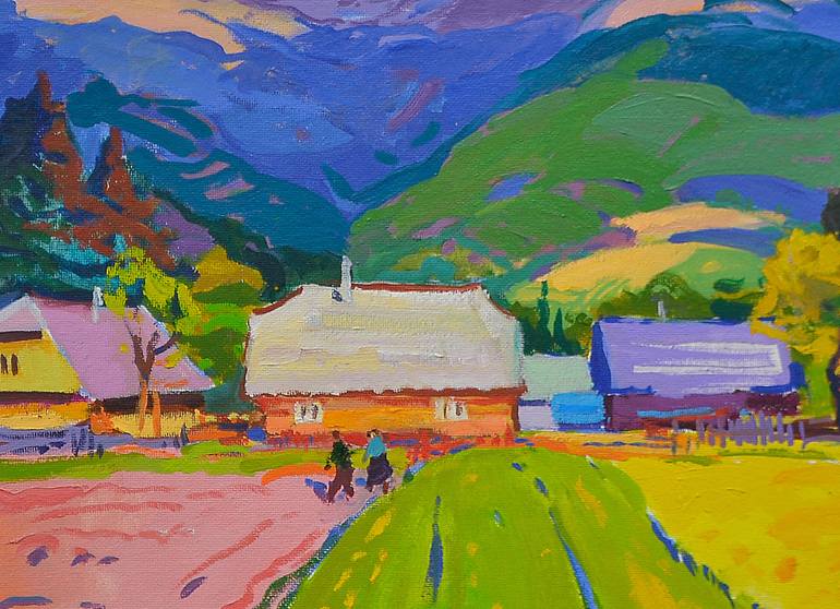 Original Abstract Expressionism Rural Life Painting by Shandor Alexander