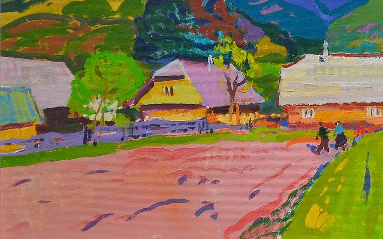 Original Abstract Expressionism Rural Life Painting by Shandor Alexander