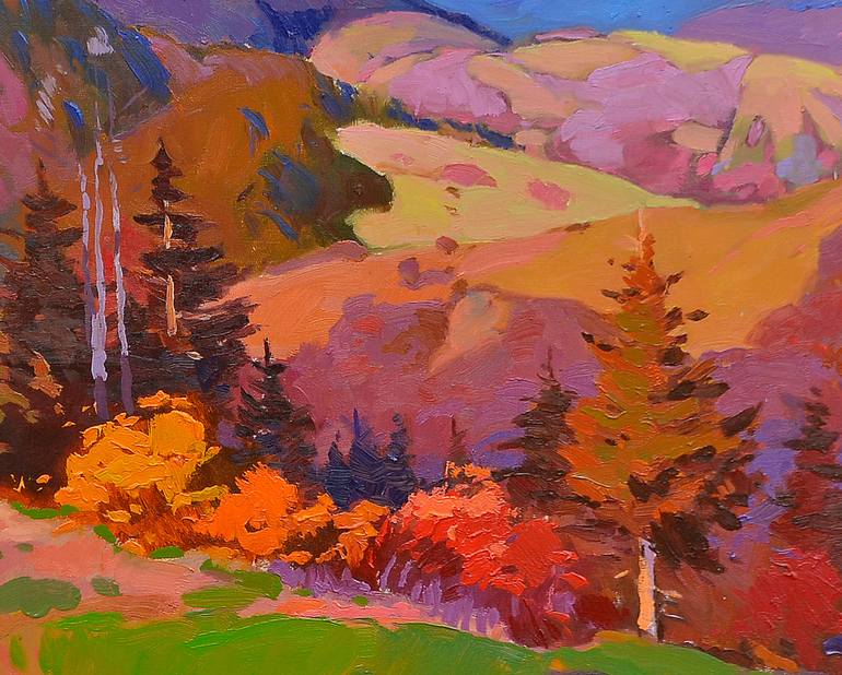 Original Abstract Expressionism Landscape Painting by Shandor Alexander