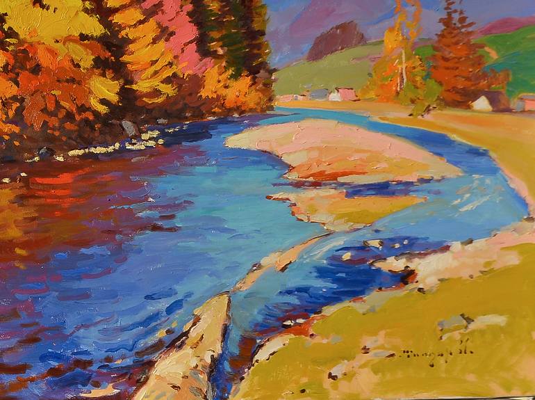 Original Abstract Expressionism Landscape Painting by Shandor Alexander