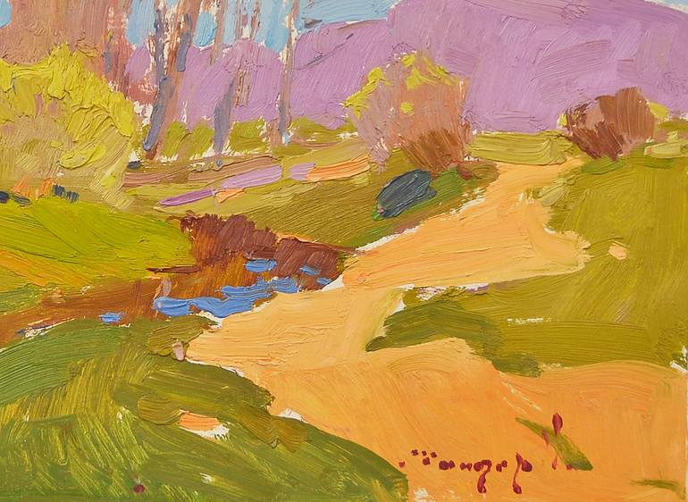 Original Art Deco Landscape Painting by Shandor Alexander