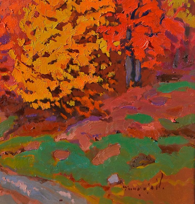 Original Abstract Expressionism Landscape Painting by Shandor Alexander