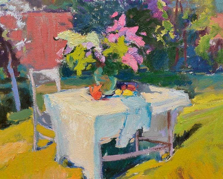 Original Abstract Expressionism Garden Painting by Shandor Alexander