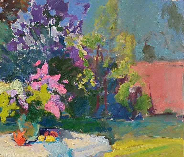 Original Abstract Expressionism Garden Painting by Shandor Alexander