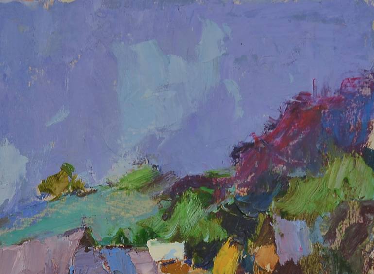 Original Art Deco Landscape Painting by Shandor Alexander