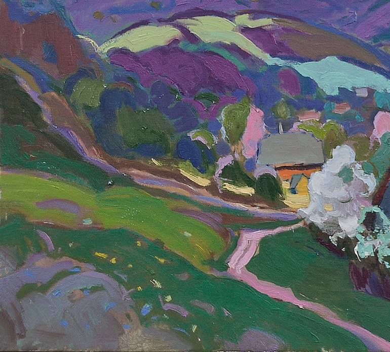 Original Abstract Expressionism Landscape Painting by Shandor Alexander