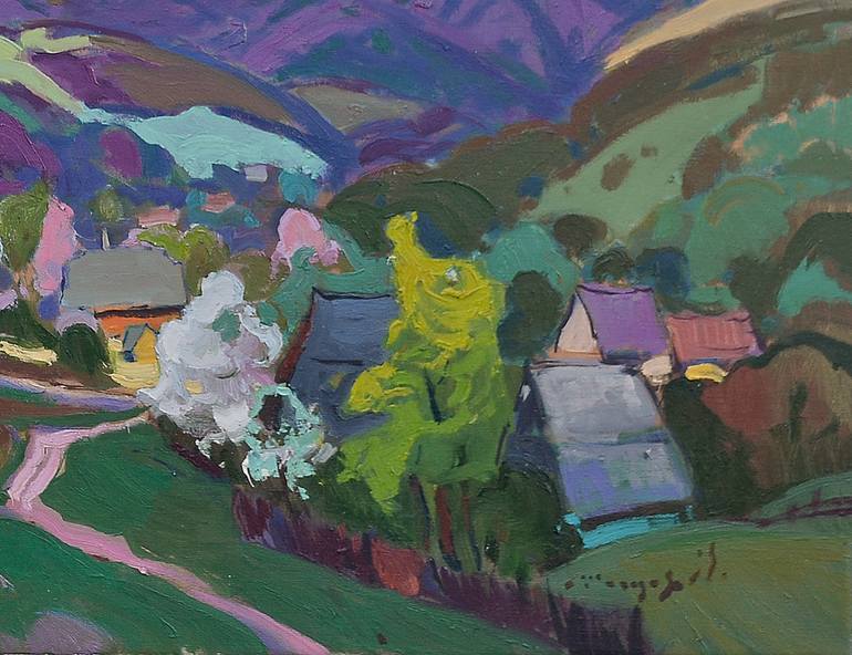 Original Abstract Expressionism Landscape Painting by Shandor Alexander