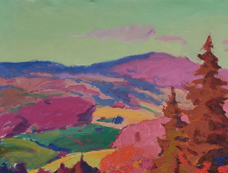 Original Art Deco Landscape Painting by Shandor Alexander