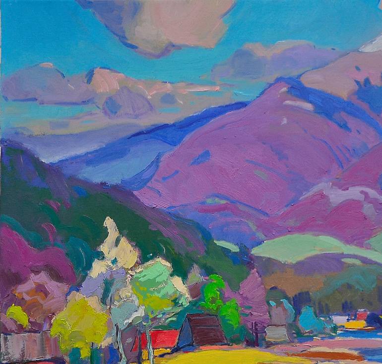 Original Art Deco Landscape Painting by Shandor Alexander