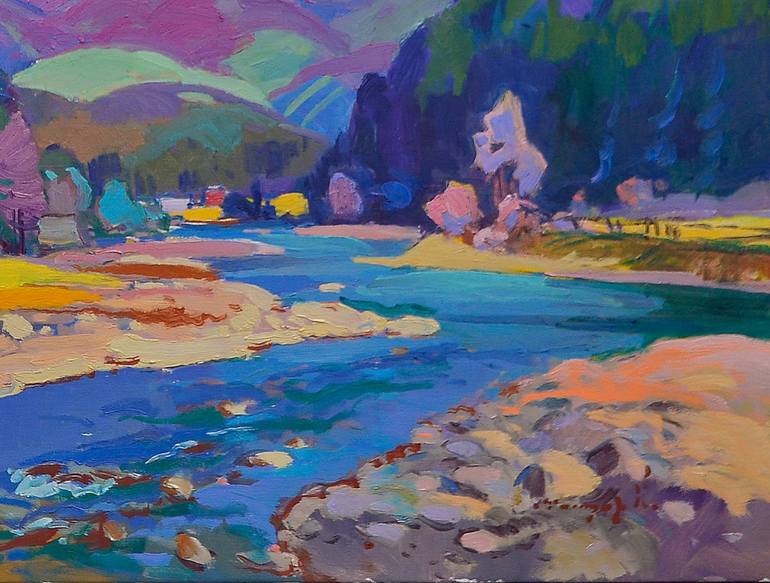 Original Art Deco Landscape Painting by Shandor Alexander