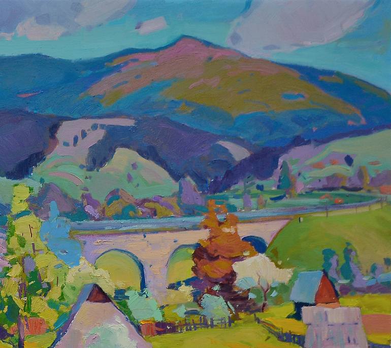 Original Abstract Expressionism Landscape Painting by Shandor Alexander