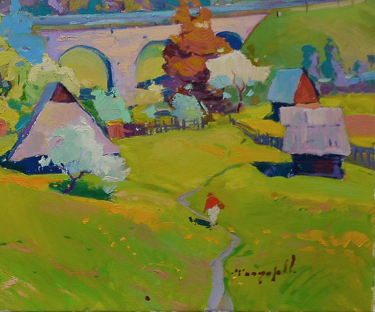 Original Abstract Expressionism Landscape Painting by Shandor Alexander