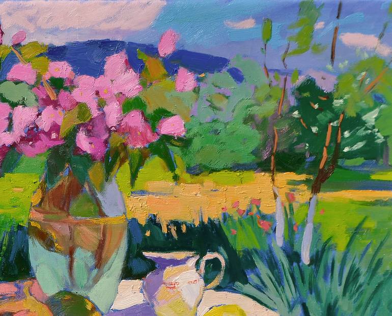 Original Abstract Expressionism Garden Painting by Shandor Alexander