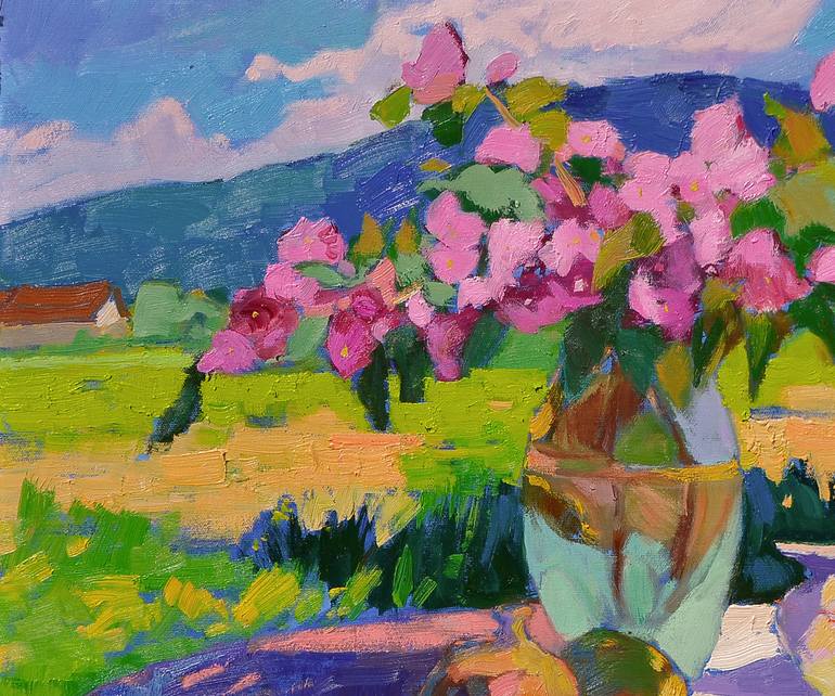 Original Abstract Expressionism Garden Painting by Shandor Alexander