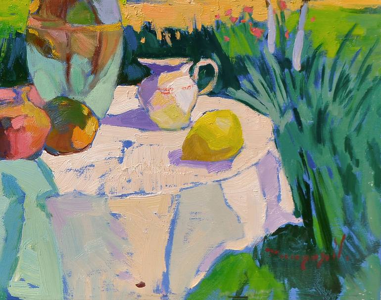 Original Abstract Expressionism Garden Painting by Shandor Alexander