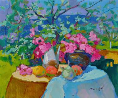 Original Abstract Expressionism Garden Painting by Shandor Alexander