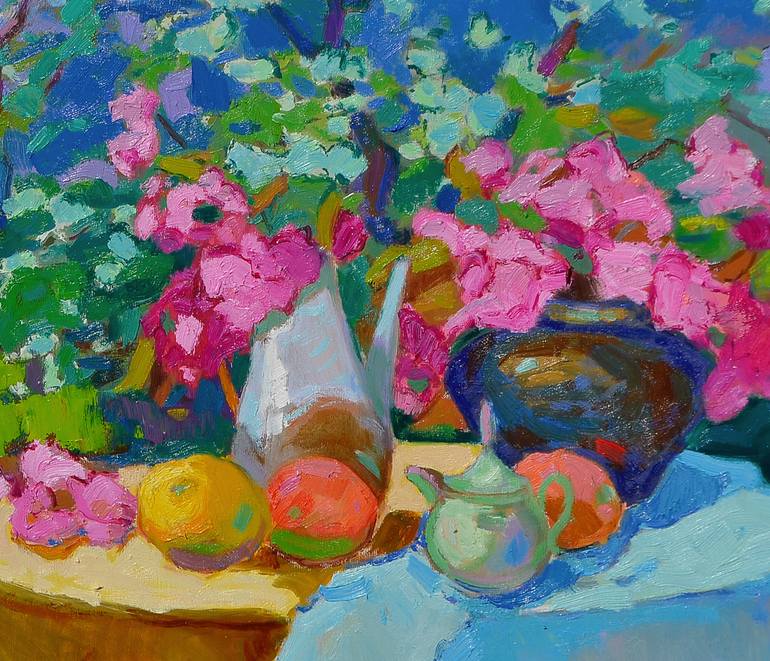 Original Abstract Expressionism Garden Painting by Shandor Alexander