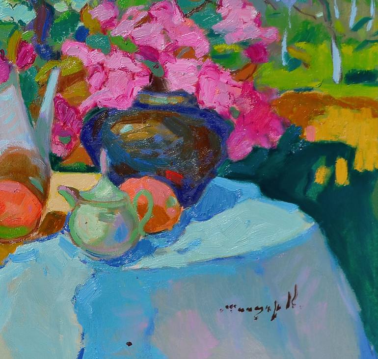 Original Abstract Expressionism Garden Painting by Shandor Alexander