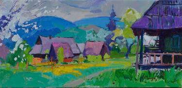 Original Abstract Expressionism Landscape Painting by Shandor Alexander