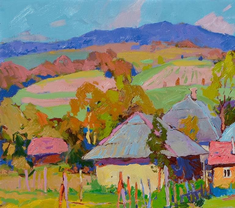 Original Art Deco Landscape Painting by Shandor Alexander