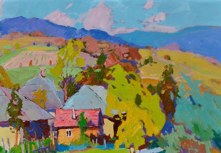 Original Art Deco Landscape Painting by Shandor Alexander