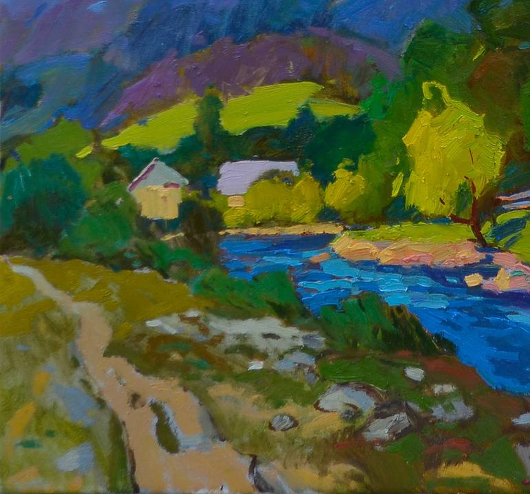 Original Abstract Expressionism Landscape Painting by Shandor Alexander