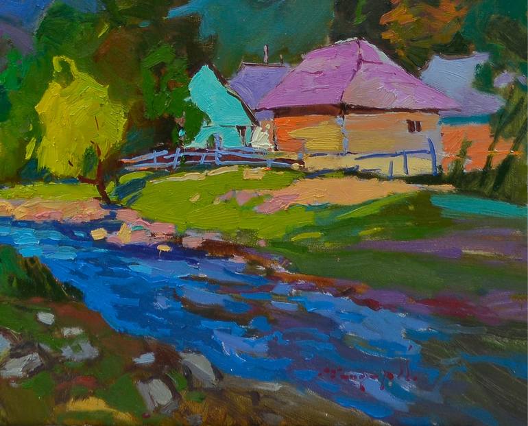 Original Abstract Expressionism Landscape Painting by Shandor Alexander