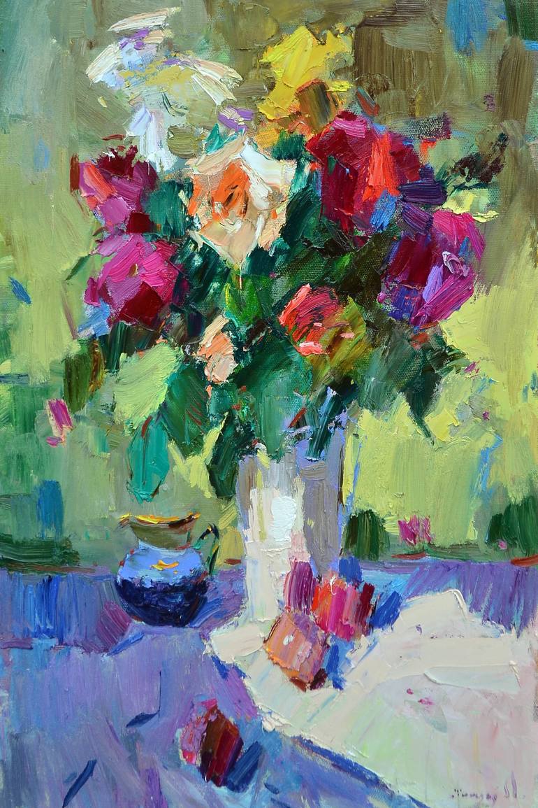 Roses and peaches Painting by Shandor Alexander | Saatchi Art