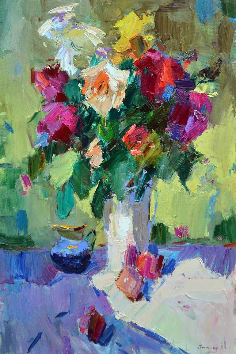 Roses and peaches Painting by Shandor Alexander | Saatchi Art