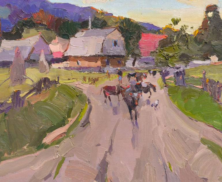 Original Art Deco Landscape Painting by Shandor Alexander