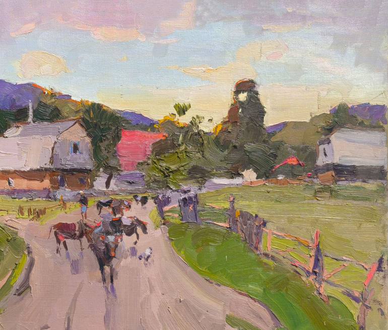 Original Art Deco Landscape Painting by Shandor Alexander