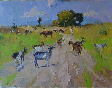 Print of Impressionism Cows Paintings by Shandor Alexander
