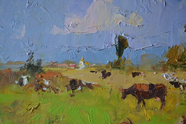Original Cows Painting by Shandor Alexander