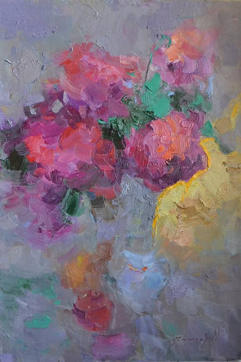 Peonies and a pitcher Painting by Shandor Alexander | Saatchi Art