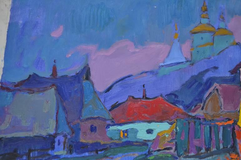 Original Art Deco Landscape Painting by Shandor Alexander